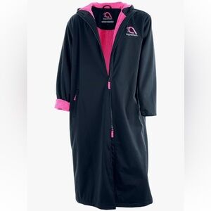 Aqua Dash Swim Parka Kids Black and Pink Hooded Coat Size 14